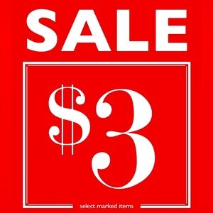 $3 sale!!! Lots of items coming soon.
